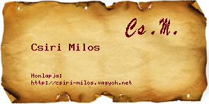 Csiri Milos névjegykártya